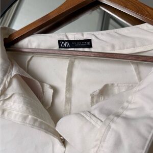 ZARA Ivory High-Waisted Straight Leg Pants – Size S